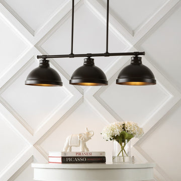 Asher 36" Industrial Farmhouse Iron Linear LED Pendant - JONATHAN Y